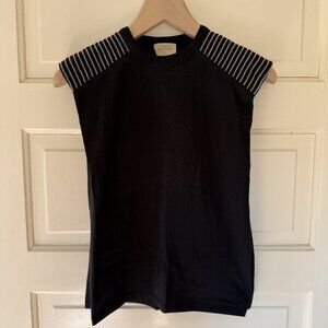 Sézane "Robin" Cap-Sleeve / Muscle T-Shirt in Black